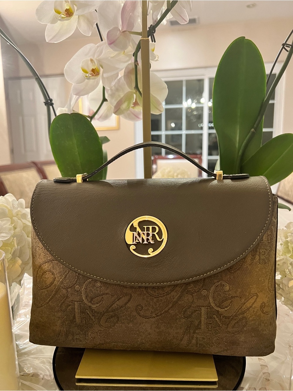 Nina Ricci Paris Made in Italy Vintage Jacquard Top Handle Satchel Bag